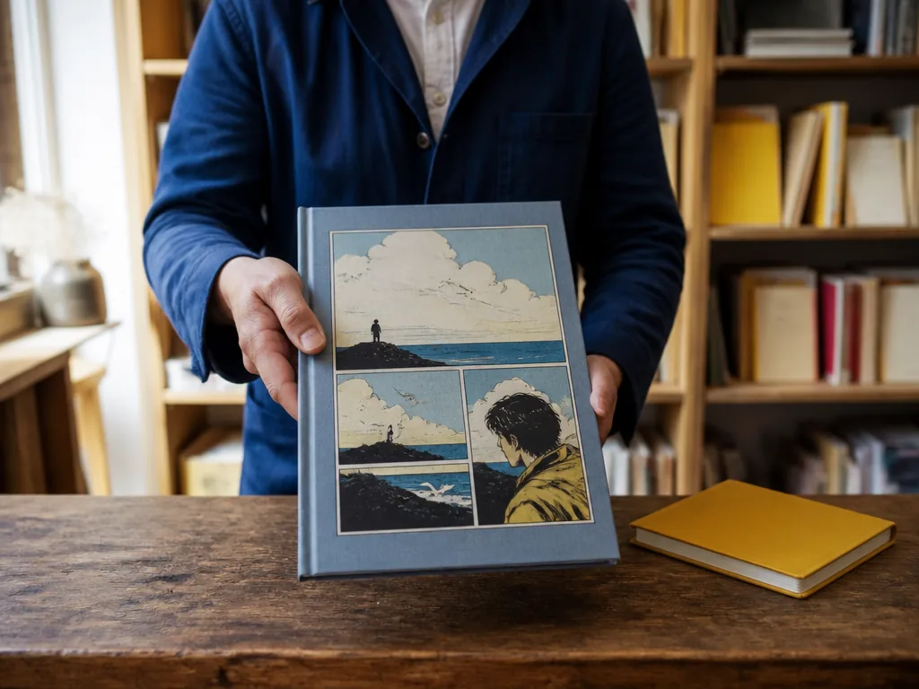 Dans une librairie, une main choisit un album de Tintin